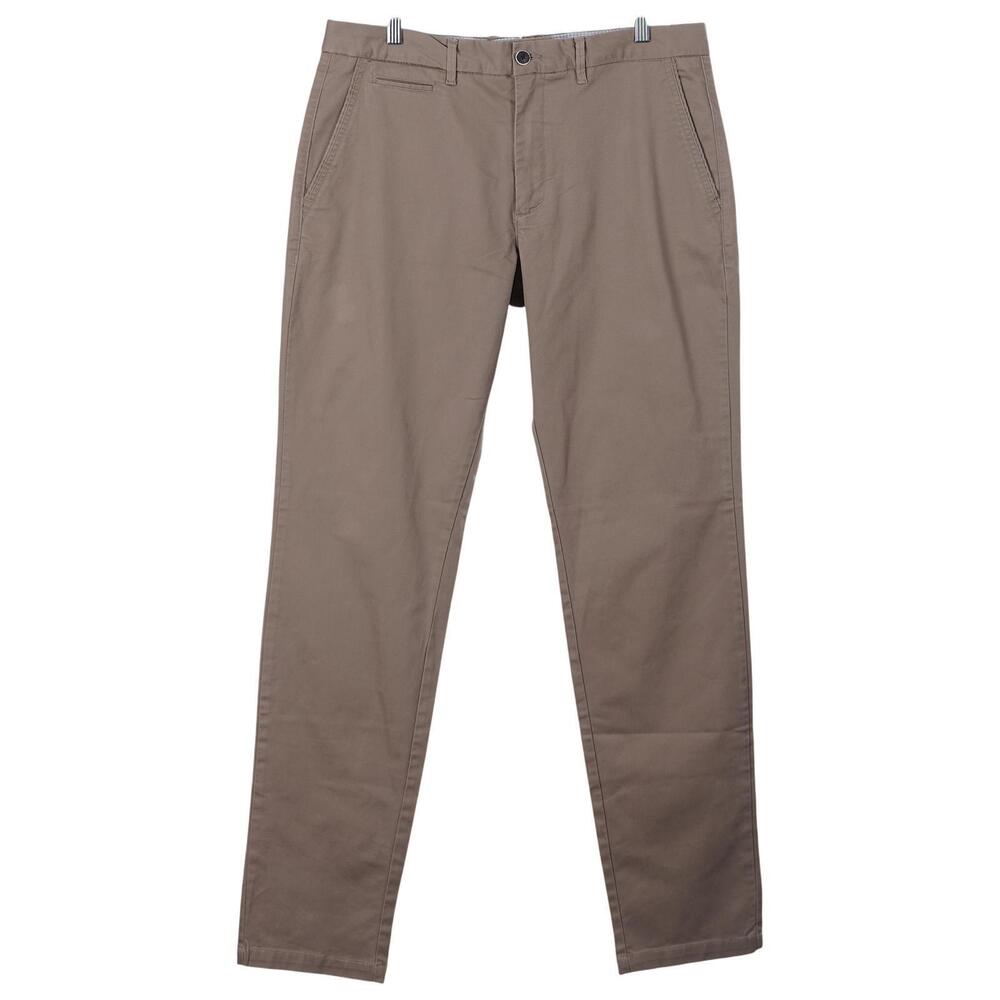 Perk Feel Good Chinos Pants 36x33 Khaki Beige Cotton Twill Slim Fit Pockets